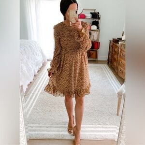 164 Rachel Parcell Cheetah Print Long Sleeve Dress Size Medium